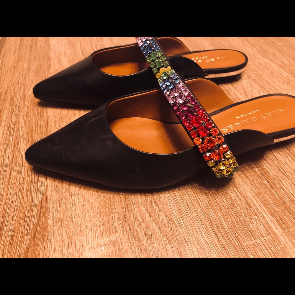 Designer Mule Leather w/Rainbow Crystal Embellishment by Kurt Geiger London